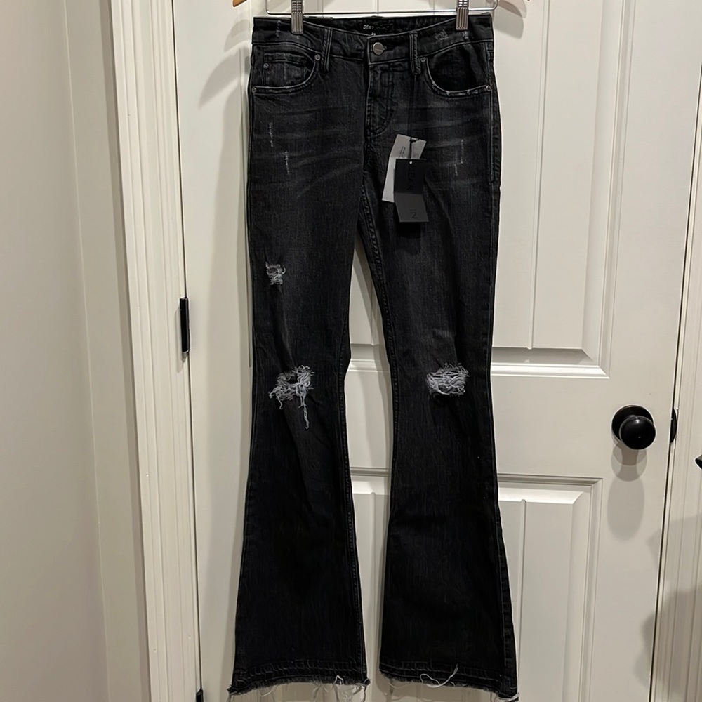 Dark wash distressed jeans